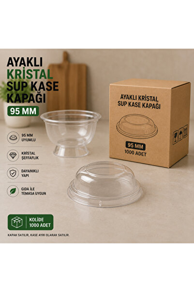 antpap ambalaj Ayaklı Kristal Sup Kase Kapağı 95 mm 1000 Adet – Şeffaf Plasti...
