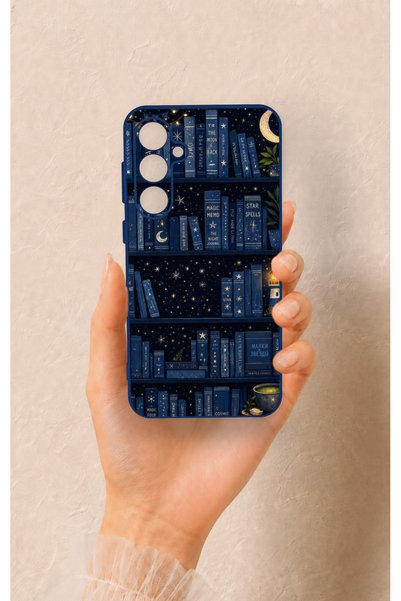 Vip Case Samsung S23Fe Compatible Night-Themed Bookshelf Patterned Silicone Case