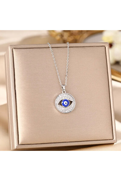 Peach Jewelry Peach Jewerly Γυναικείο Κολιέ Μάτι Από Χάλυβα Τιτανίου