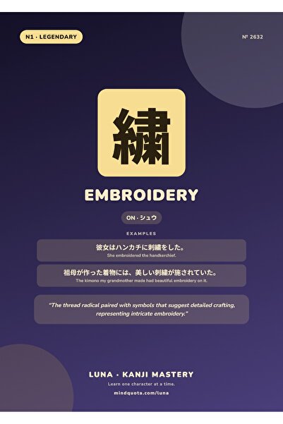 OEM Poster Broderie Kanji, Design Japonez Autentic, Carton 250g, A4