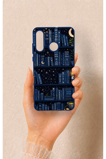 Vip Case Huawei P30 Lite Uyumlu Gece Temalı Kitaplık Desenli Silikon Kılıf