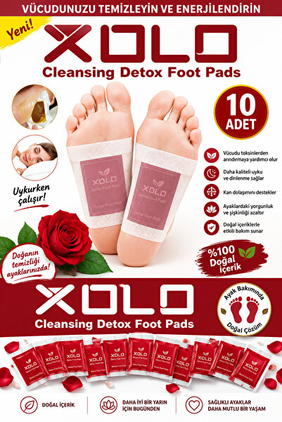 xolo Ayak Detoks Bandı 10 Adet Gül Aromalı Gece Kullanımlı Detox Foot Pads Ay...