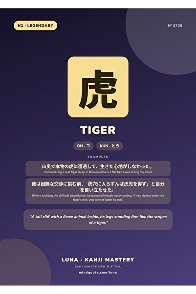 OEM Poster Kanji Tigru, Simbol Japonez Aventura, Carton 250g, A4