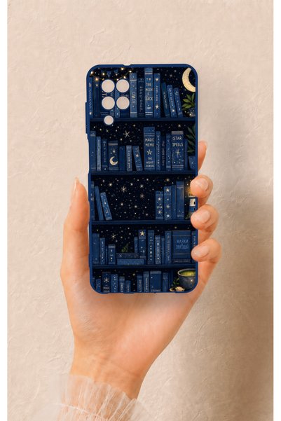 Vip Case Samsung A12 Compatible Night Themed Bookshelf Patterned Silicone Case