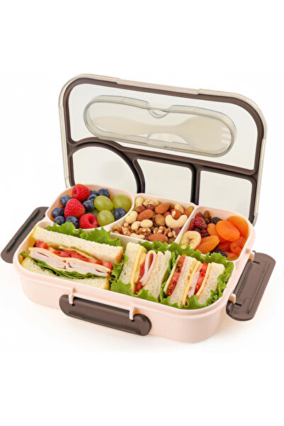 Generic Brand Cutie Bento,caserolă,cu tacâmuri,ușor de curățat,portabilă,bej,...
