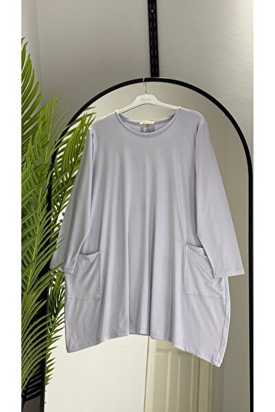 ÖZNE BUTİK Women's 100% Cotton Lycra Pocket Detail A-Line Combed Cotton Tunic