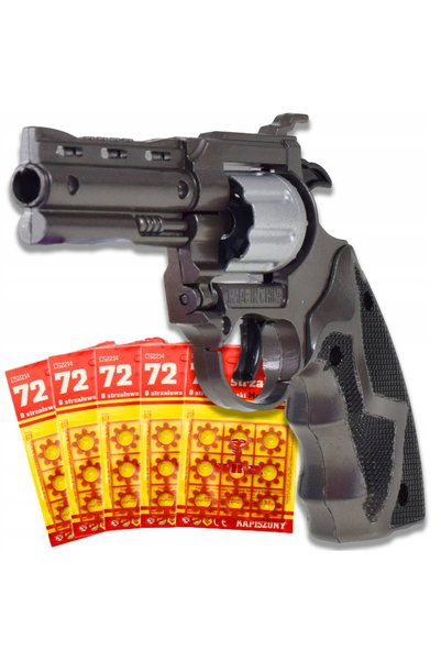 Skleplolki Revolver metalic de jucărie pentru capse, gri, cu 360 de capse