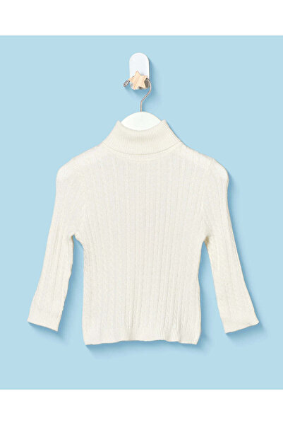 REDTAG Infant Girls White Cable Knit Pullover