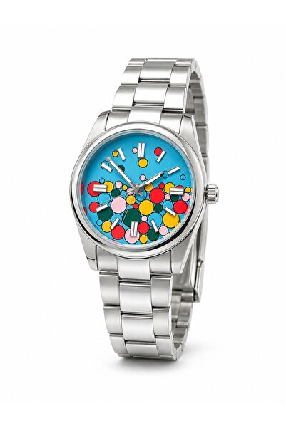 YUESSE Metal Çelik Erkek Kol Saati Gümüş Renk Analoğ 36mm 6 Renk Kadran RLX M...