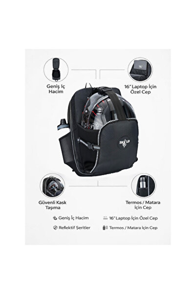 SKOLD Kask Bölmeli Motosiklet Sırt Çantası
