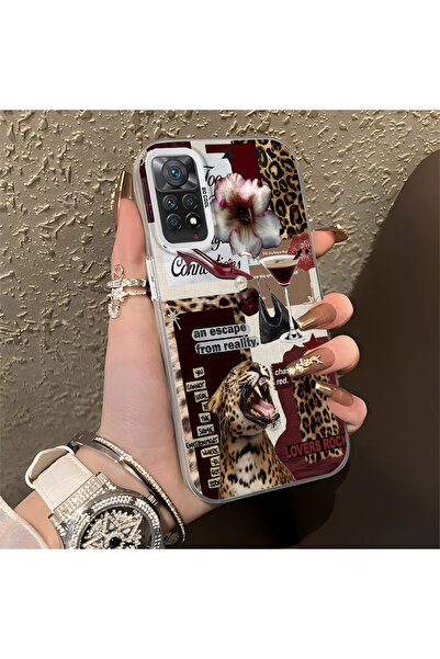 SLIMFELT Redmi Note 11 Pro 4G/5G Uyumlu Leopar Desen Kolaj Kılıf, Bold tarz t...