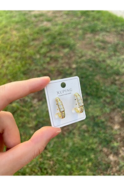 ATELİER GİZEM Xuping kararmaz gold çelik taşlı küpe