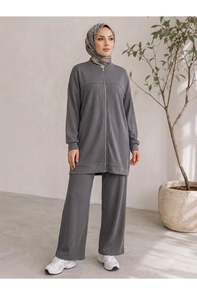 Lunsera Store Roba Detail Zippered Suit-Grey