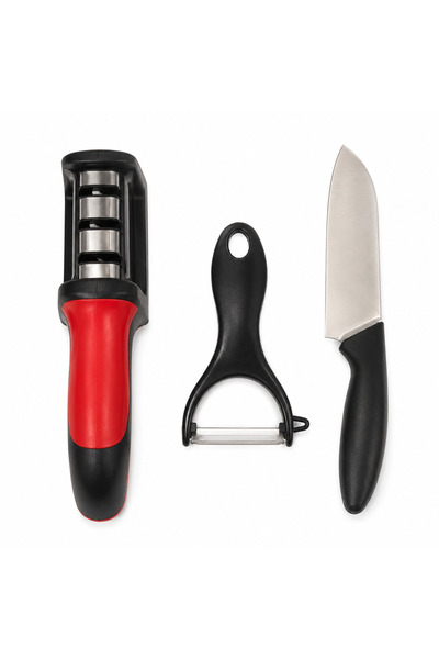 Generic Brand Kitchen utensil set, 3 pieces, knife, vegetable peeler and manu...