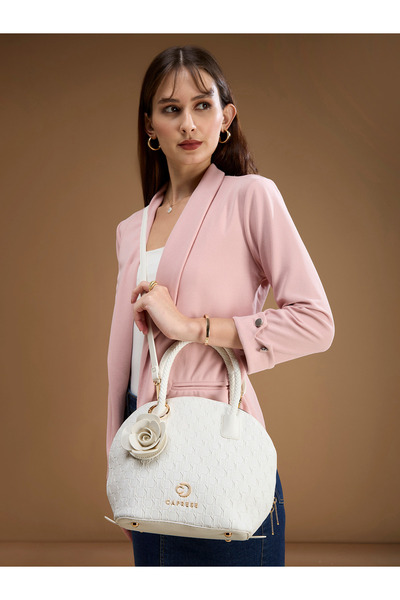 Caprese ROSA DOME SATCHEL MEDIUM WHITE | Women's Fashion Handbag Bag With Zip...