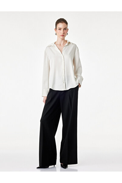 Koton Regular Fit Long Sleeve Buttoned Classic Collar Satin Shirt