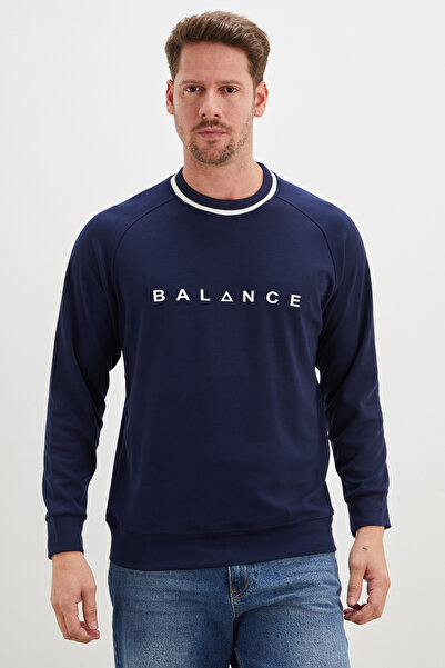 Fulla Moda Balance Printed Garnished Modal Sweatshirt