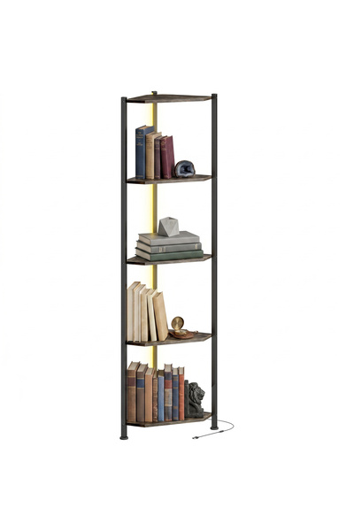 Generic Brand Bibliotecă de colț cu 5 niveluri, cu iluminare LED, 32*32*147cm