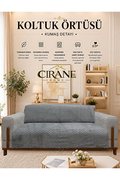Premium Kabartmalı Koltuk Örtüsü – Kaymaz Taban Yumuşak Peluş Dokulu 170 x 210 cm