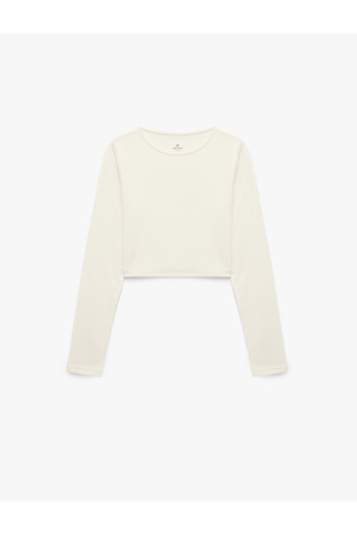 Koton Slim Fit Long Sleeve Crew Neck Crop Sports T-Shirt