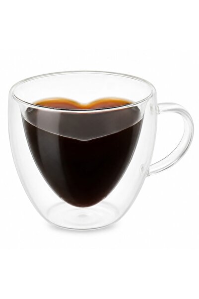Ruhhy thermal mug, 240 ml, borosilicate glass, double walls, heart-shaped int...