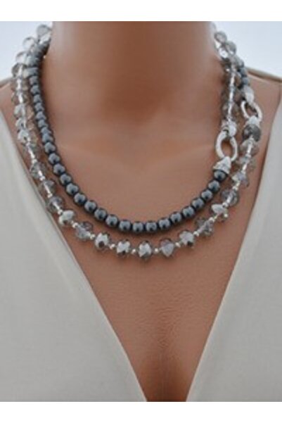Stoneage Hematite and Crystal Quartz Necklace -