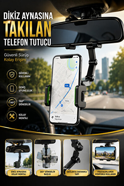 House Bird Dikiz Aynasına Takılan Telefon Tutucu 360° Döner Ayarlanabilir Ara...