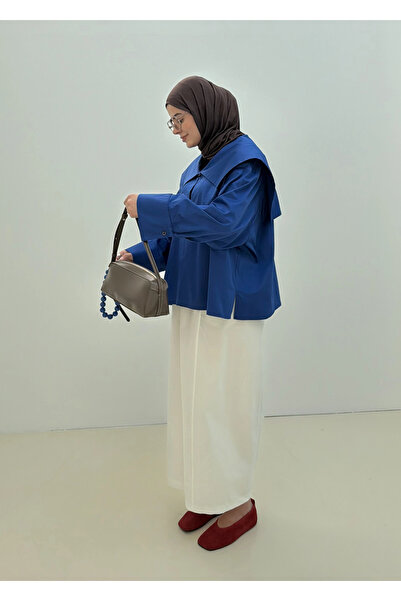 MODA AKSA RUBY CAPE BLUZ SAKS MAVİ