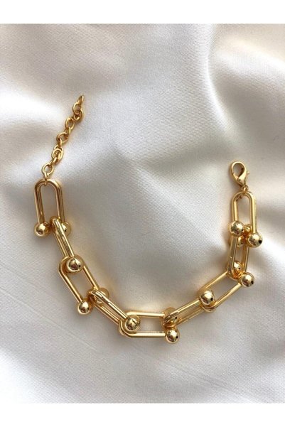 Generic Brand Women's Gold Color Chain Steel Bracelet 22 Cm