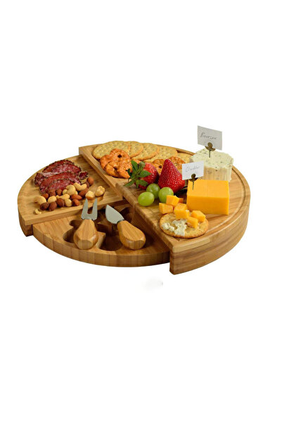 Generic Brand Platou brânzeturi, platou aperitive, fructieră, bambus, cuțite ...