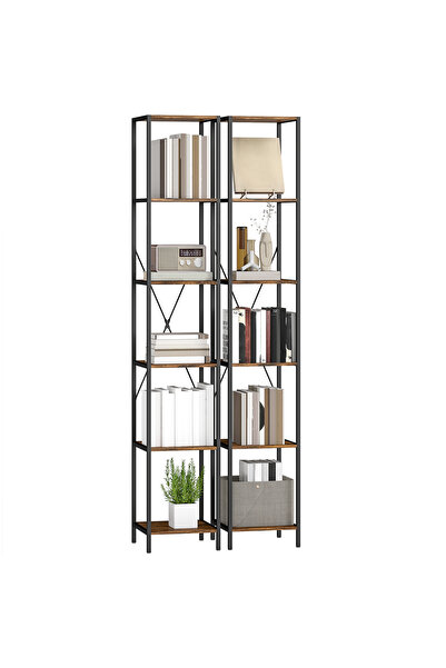 Generic Brand Set de 2, rafturi cu 6 niveluri, cadru din oțel, 30*30*174.5 cm