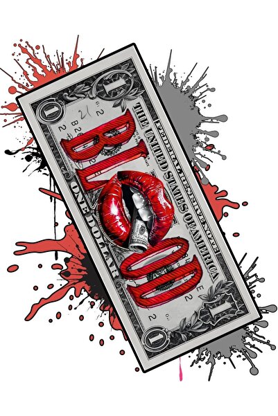 RUGOSEN Blood Yazılı İkonik Dolar - Özel Tasarım Kaymaz Taban Halı