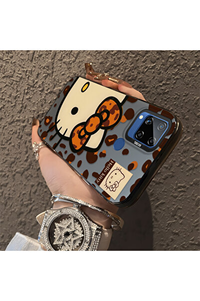 quırkshıeld Realme C15/C25/C25S Uyumlu Şık Fiyonk Detaylı Kedi Deseni Kılıf, ...