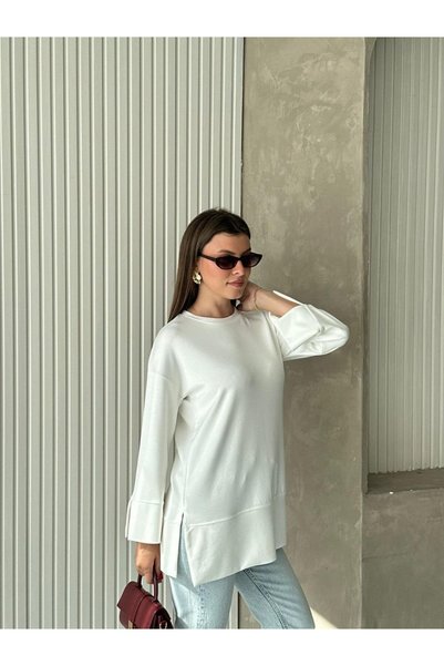 ZF BUTİK Women's Hijab Crew Neck Long Sleeve Basic Tunic