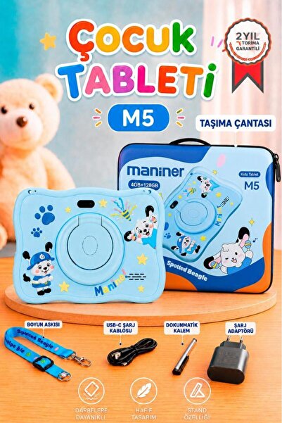 Torima Maniner Eğitici Tablet 4GB 128GB Kılıf Hediyeli Çocuk Tableti M5 Mavi