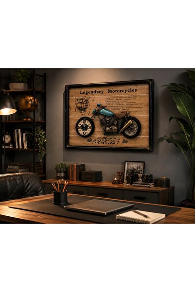 Kesene Ev Ofis Hediyesi Dekoratif Motosiklet Duvar Saati 3D Kabartmalı Modern...