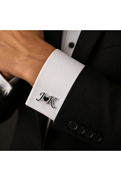 Steel Art Kuyumculuk Gümüş Kaplama 2 Harfli Kol Düğmesi Damat Hediyesi Düğün ...