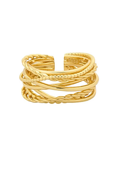 Peach Jewelry Δαχτυλίδι Ιζαμπέλα Ασήμι 925 Επιχρυσωμένο 18Κ Γραμμικό