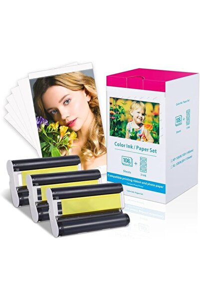 Labelife حبر وورق متوافق مع طابعات كانون سيلفي CP1500 وCP1300 طراز KP-108IN