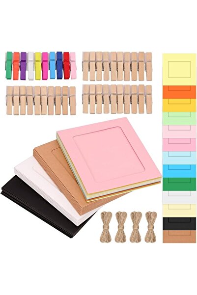 GENERAL 40Pcs 3" Paper Picture Frames Colorful Cardboard Picture Frames Kit w...