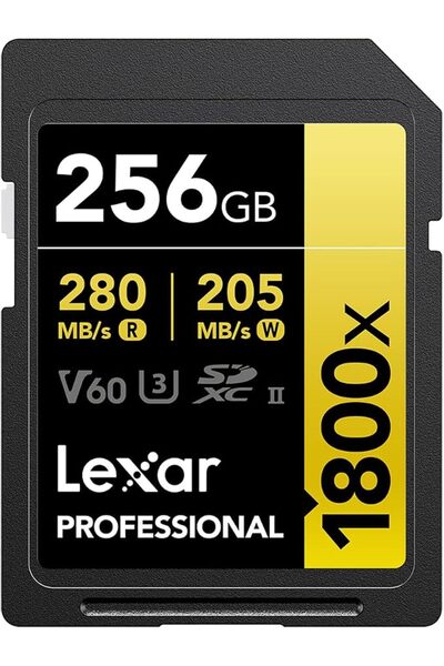 Lexar Media بطاقة ذاكرة ليكسار الذهبية الاحترافية 1800x سعة 256 جيجابايت UHS-...