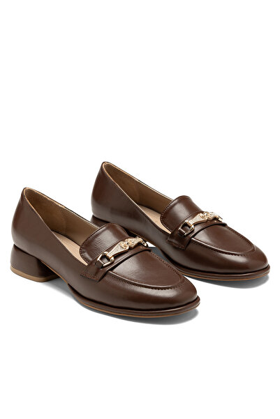 SOLİN SHOES Women's Patent Leather Buckle-Strapped Thick-Heeled Classic Loafer