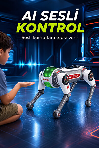 mimtec AI Akıllı Robot Köpek - Çok Fonksiyonlu Uzaktan Kumandalı Programlanabilen Işık Efektli Robot Köpek
