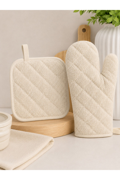 DDHOME 2-Piece Kitchen Glove Set Patterned Heat Insulated Oven Pot Tray Holde...