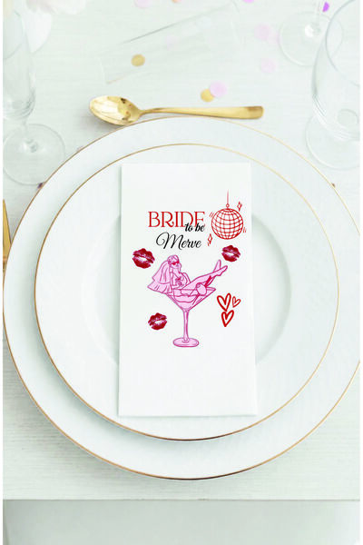 ege ajans tasarım Bride To Be Peçetesi Pembe İsme Özel Baskılı 20’li 33x33
