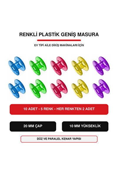 ALBERTOS Ev Tipi Aile Dikiş Makinesi Renkli Plastik Geniş Masura 10'lu Set