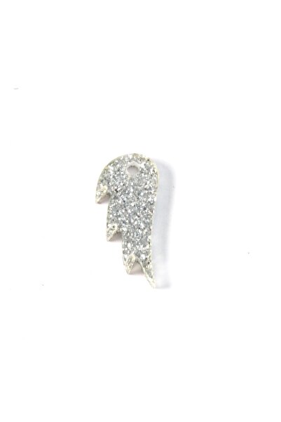 NO BRAND Φτερό πλακέ μικρό Glitter plexiglass κρεμαστό 22x11mm - %ce%b1%cf%83...
