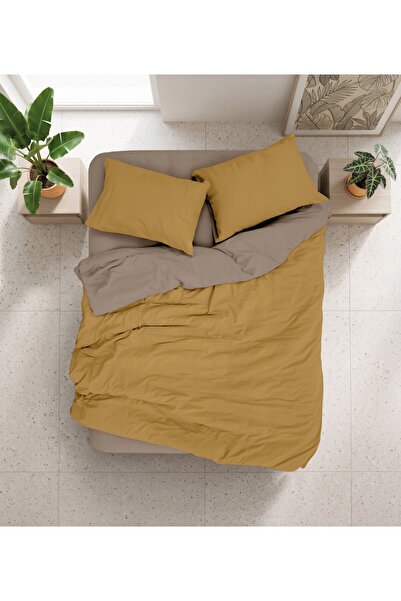 Cotton Box طقم غطاء لحاف مزدوج عادي اللون من نوع Amber-Vizon