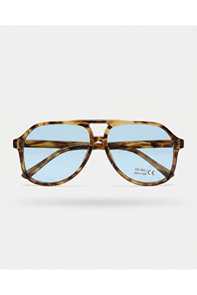 funeyes Damla Model Blue Glass Retro Large Sunglasses
