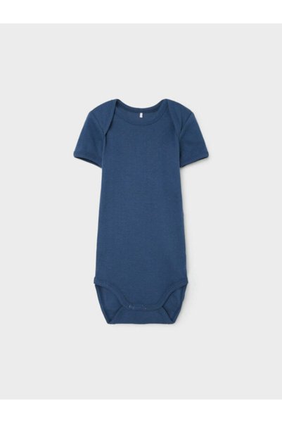 name ıt Set de 3 body-uri din bumbac organic cu mânecă scurtă, Denim închis